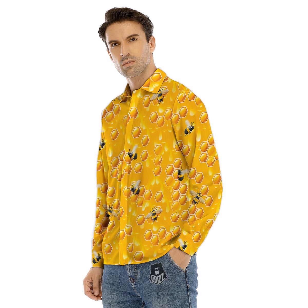 Houndstooth Shamrocks Print Pattern Men's Dress Shirts-grizzshop