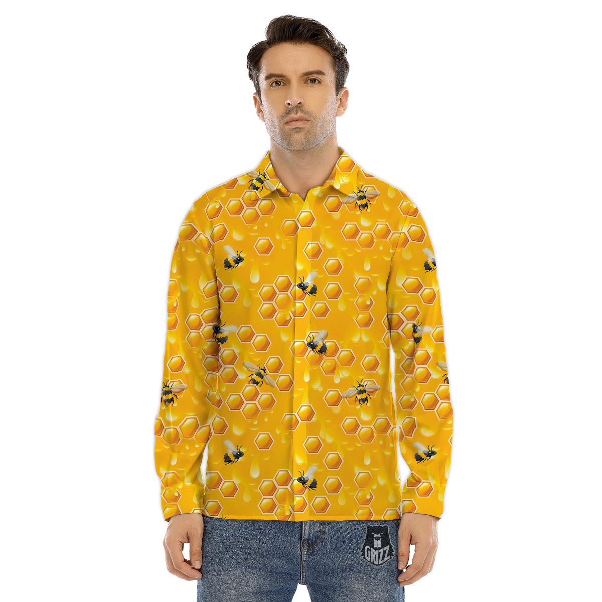 Houndstooth Shamrocks Print Pattern Men's Dress Shirts-grizzshop