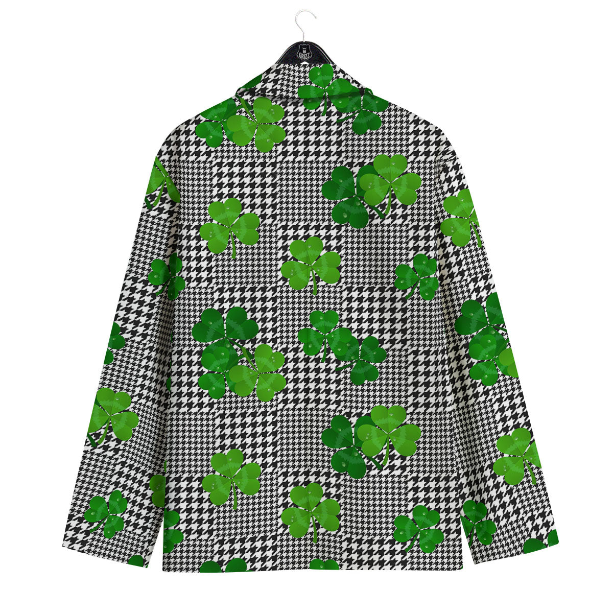 Houndstooth Shamrocks Print Pattern Men's Sport Coat-grizzshop