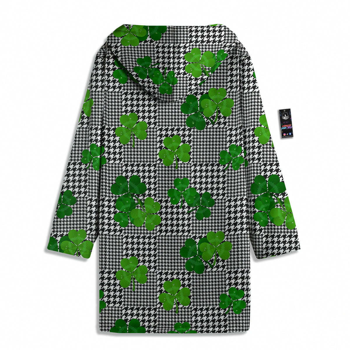 Houndstooth Shamrocks Print Pattern Men's Windbreaker Jacket-grizzshop