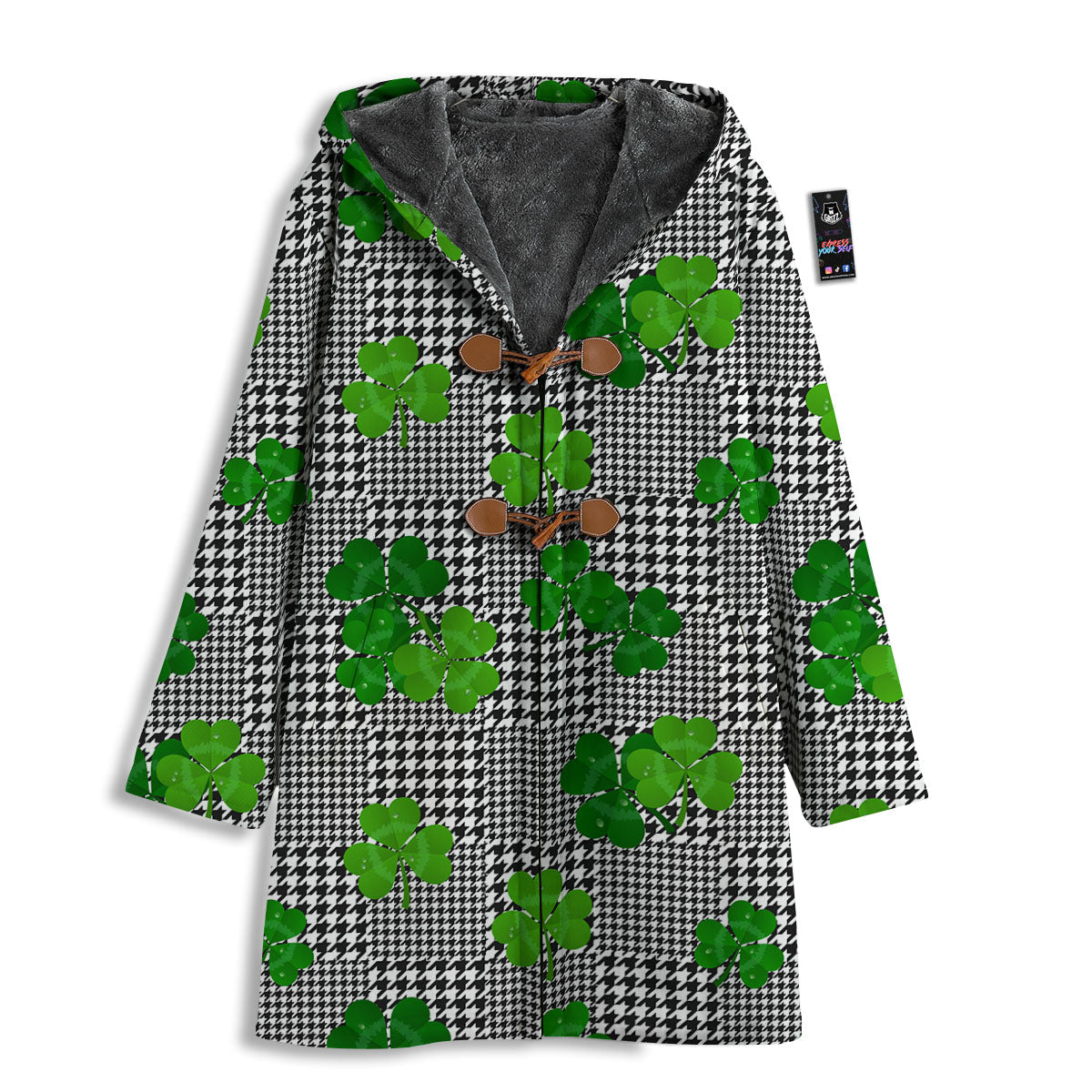 Houndstooth Shamrocks Print Pattern Men's Windbreaker Jacket-grizzshop