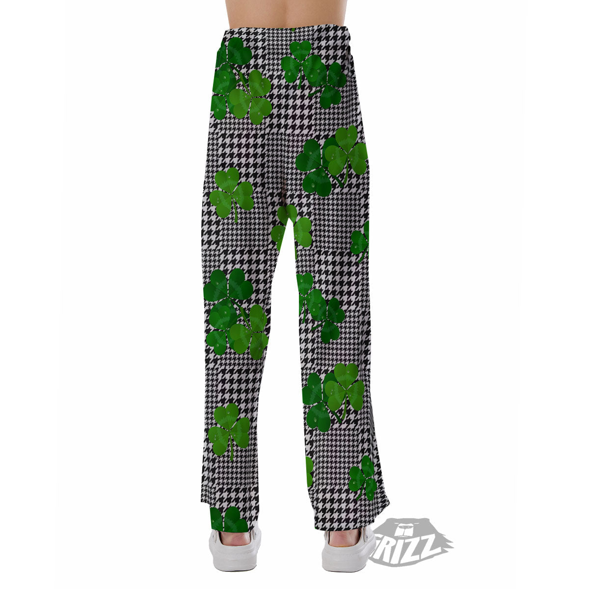 Houndstooth Shamrocks Print Pattern Pajama Pants-grizzshop