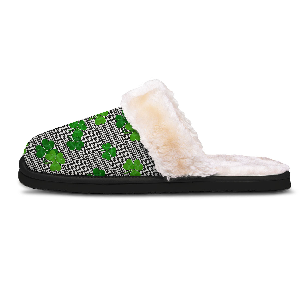 Houndstooth Shamrocks Print Pattern Slippers-grizzshop