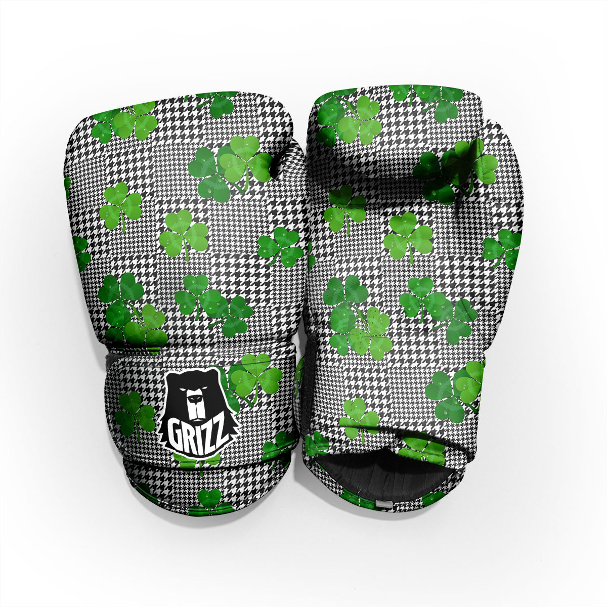 Houndstooth Shamrocks Print Pattern Pro Boxing Glove