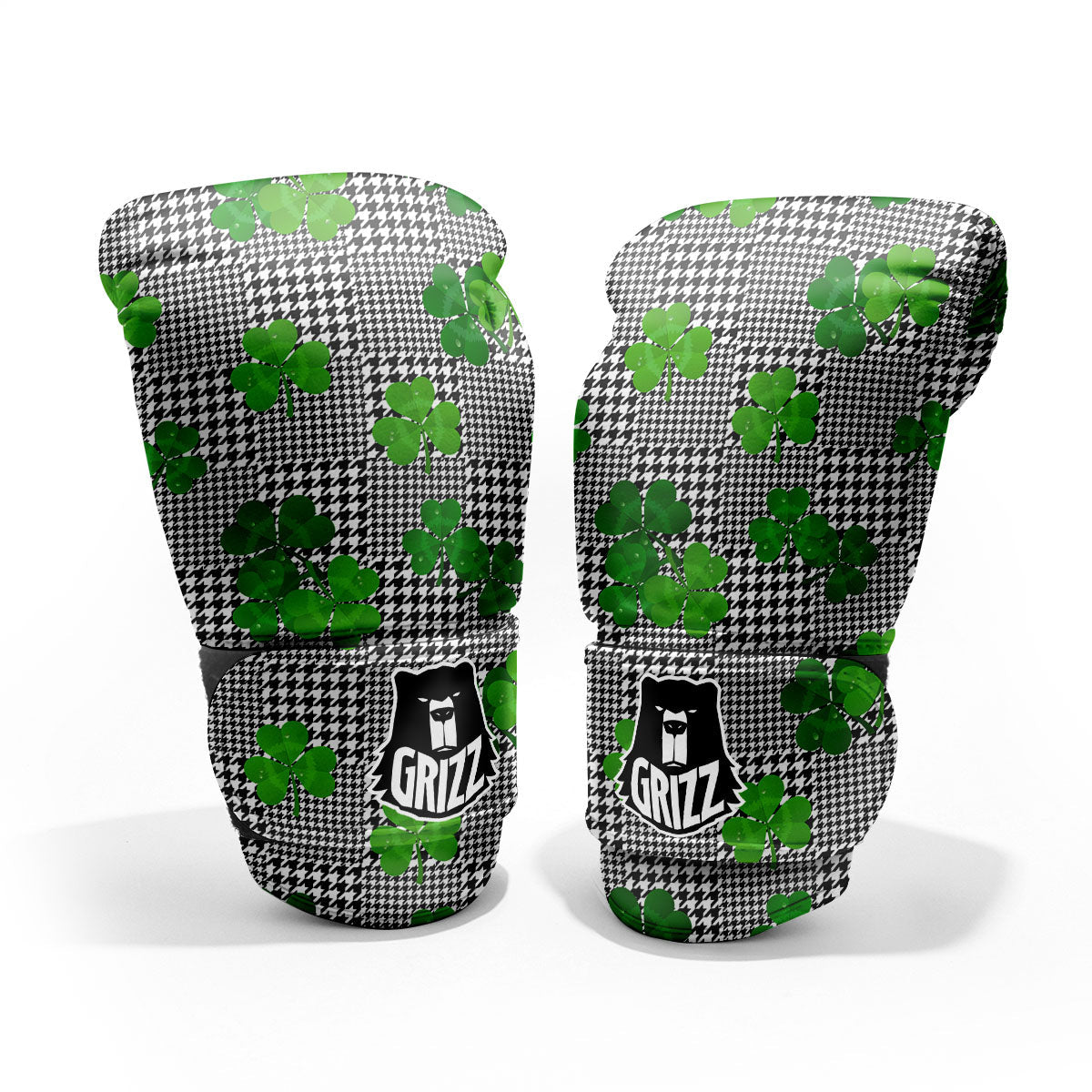 Houndstooth Shamrocks Print Pattern Pro Boxing Glove