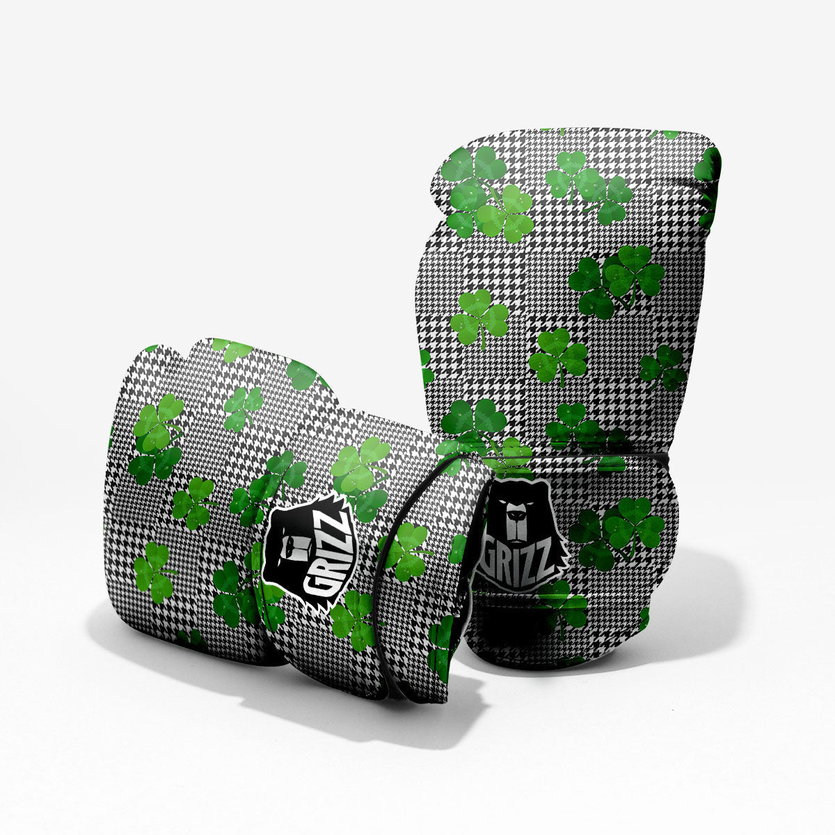 Houndstooth Shamrocks Print Pattern Pro Boxing Glove