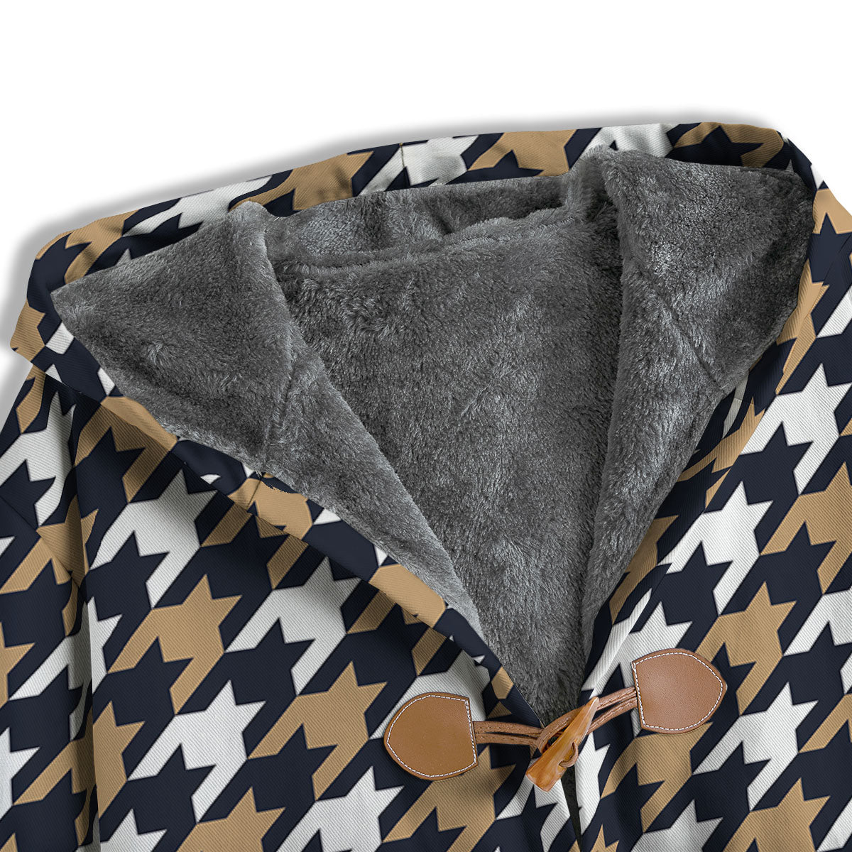 Houndstooth Tan And Brown Print Pattern Men's Windbreaker Jacket-grizzshop