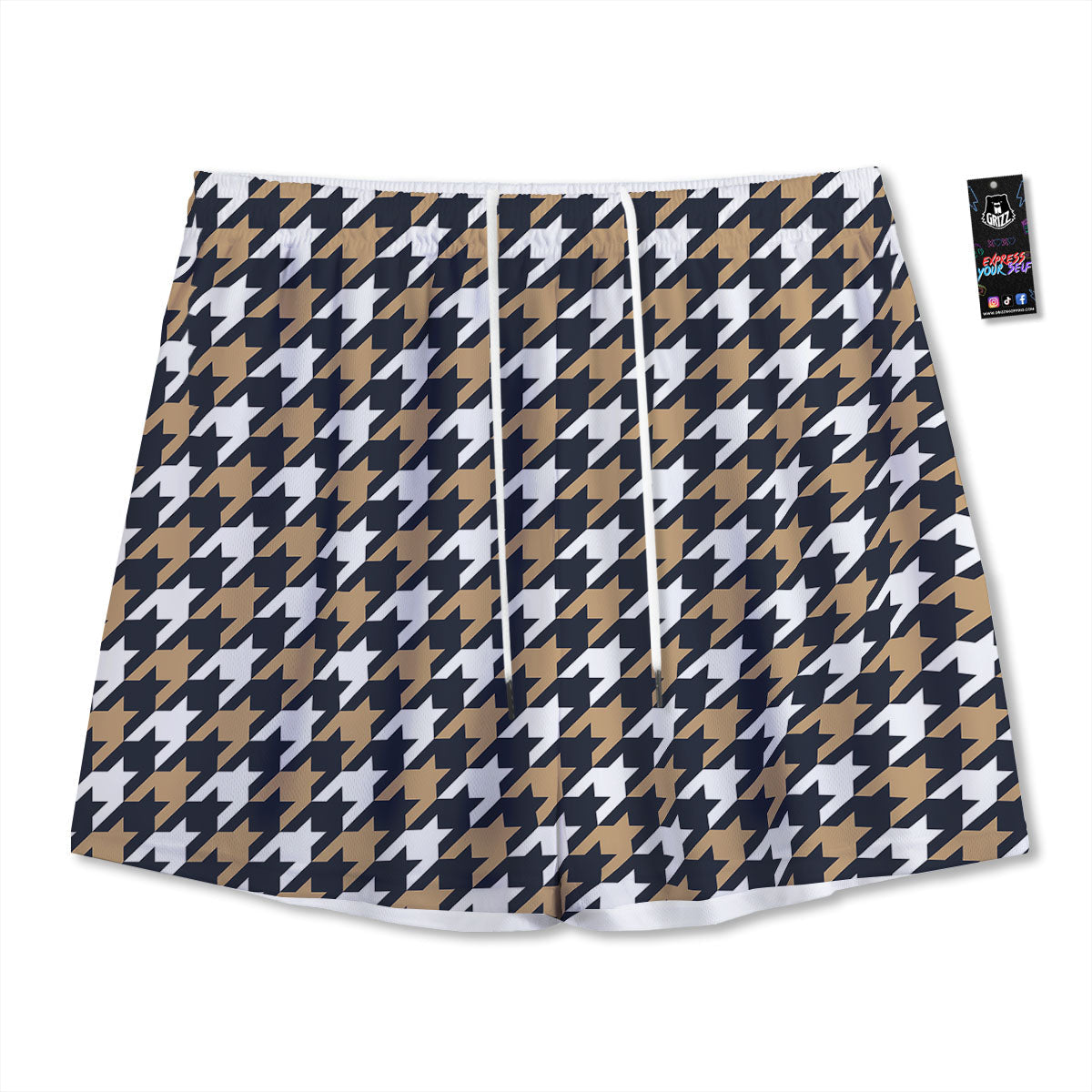 Grunge Trippy Ethnic Aztec Print Mesh Shorts