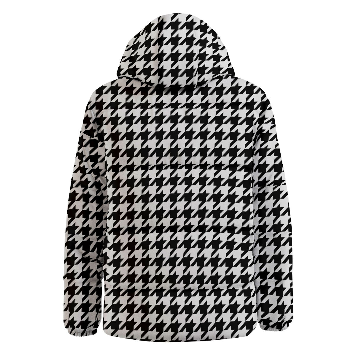 Houndstooth White And Black Print Down Jacket-grizzshop