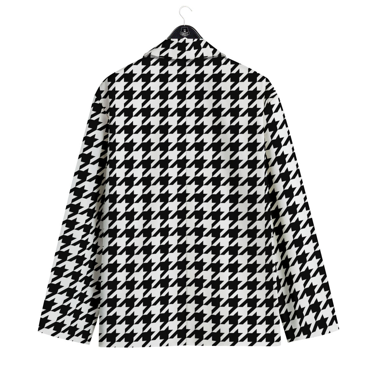 Houndstooth White And Black Print Men's Sport Coat-grizzshop