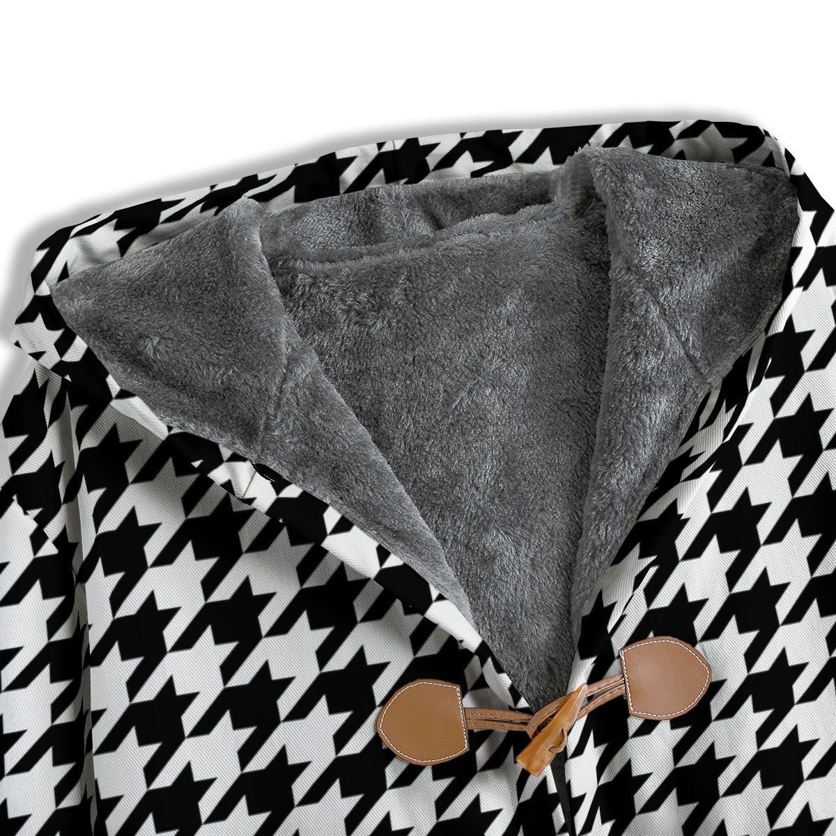 Houndstooth White And Black Print Men's Windbreaker Jacket-grizzshop