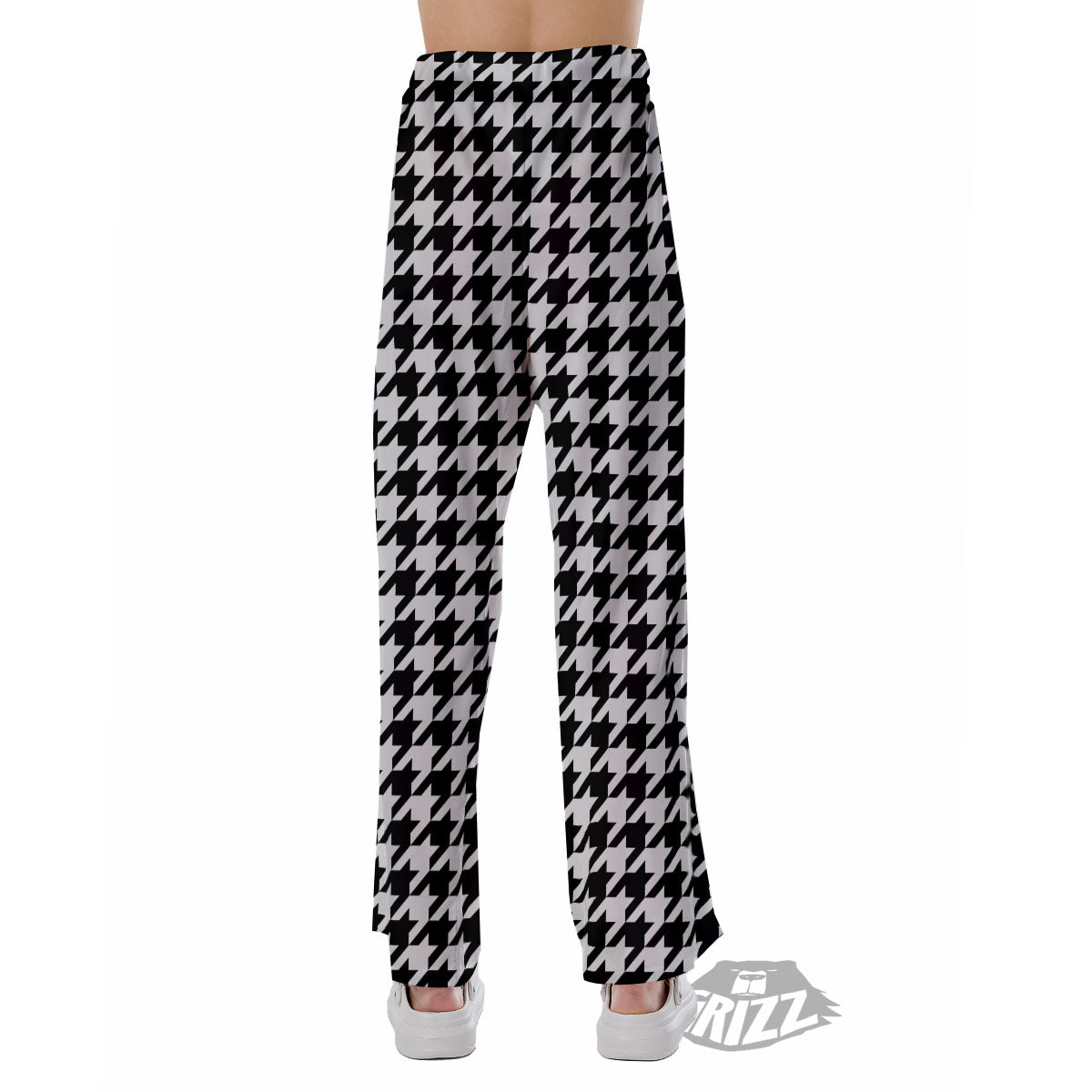 Houndstooth White And Black Print Pajama Pants-grizzshop