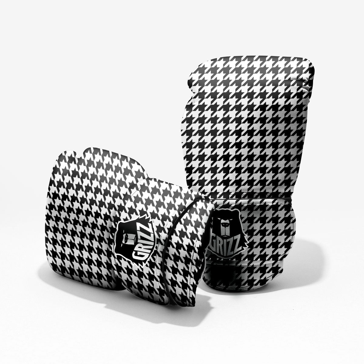 Houndstooth White And Black Print Pro Boxing Glove