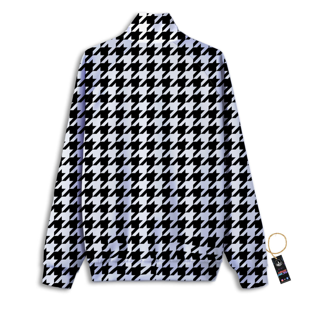 Houndstooth White And Black Print Track Jacket-grizzshop