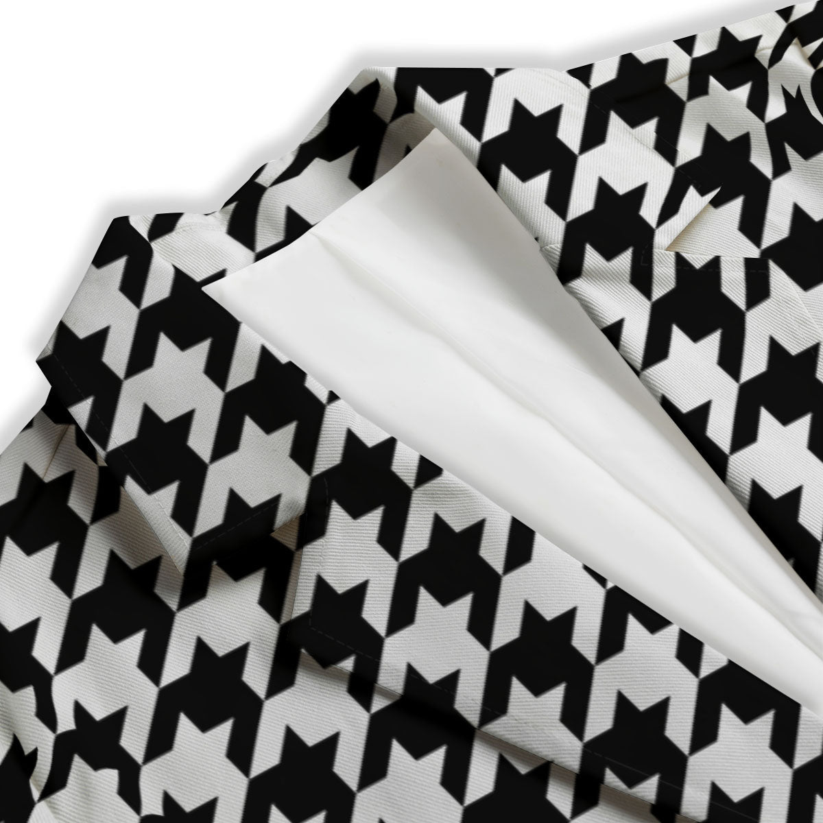 Houndstooth White And Black Print Women's Blazer-grizzshop