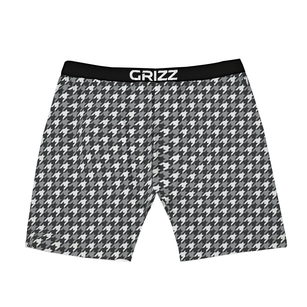 Houndstooth White And Grey Print Pattern Boxer Briefs-grizzshop