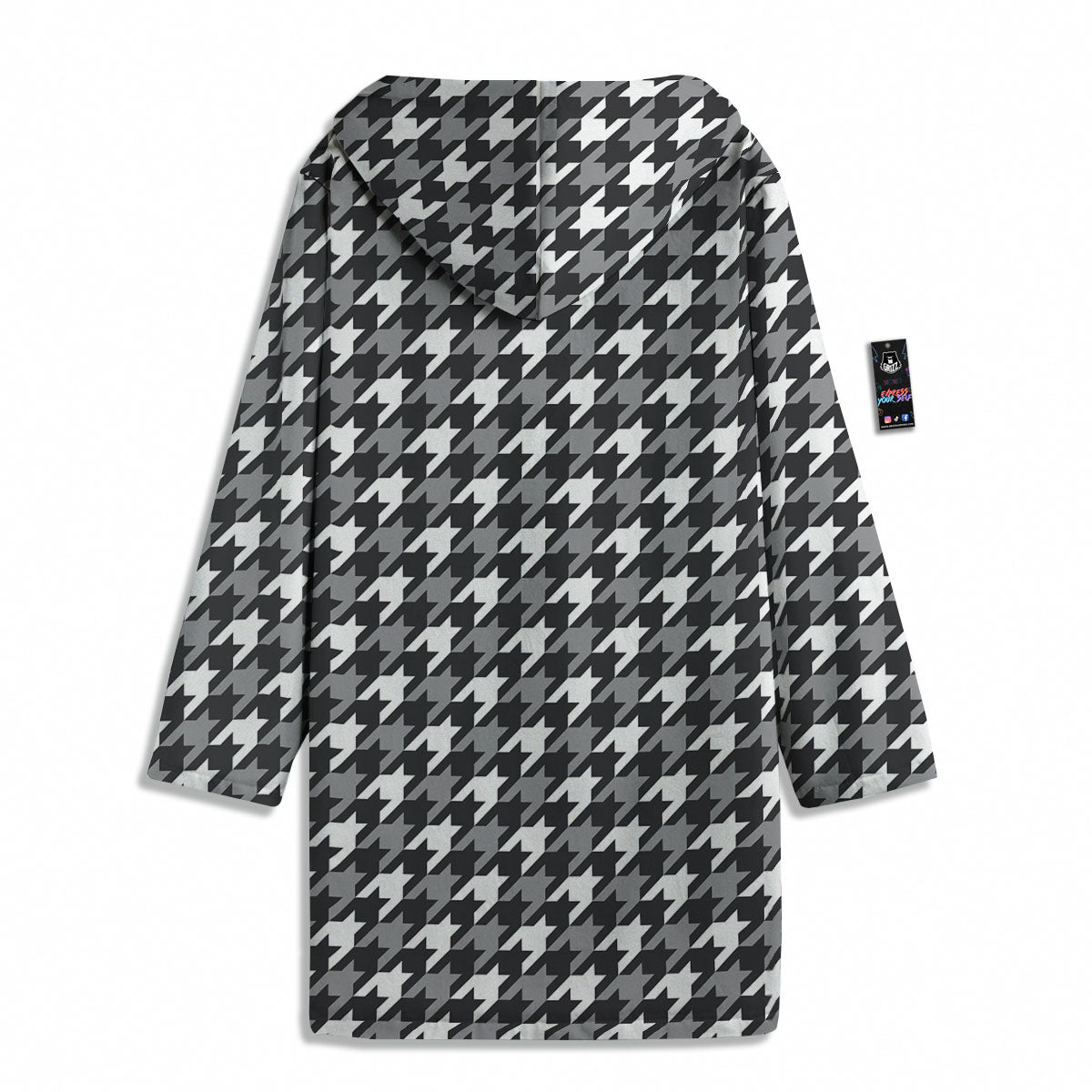 Houndstooth White And Grey Print Pattern Men's Windbreaker Jacket-grizzshop
