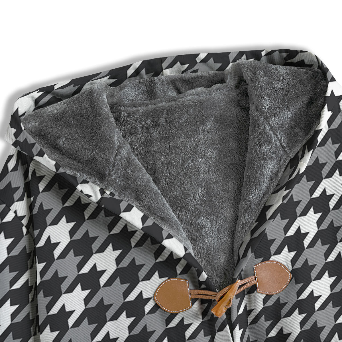 Houndstooth White And Grey Print Pattern Men's Windbreaker Jacket-grizzshop