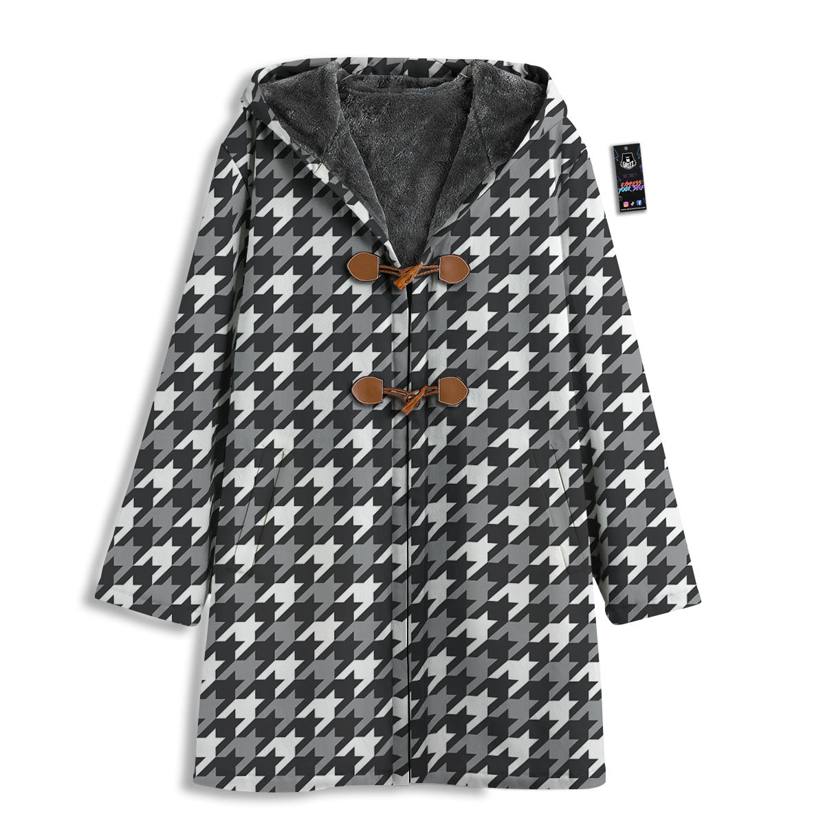 Houndstooth White And Grey Print Pattern Men's Windbreaker Jacket-grizzshop