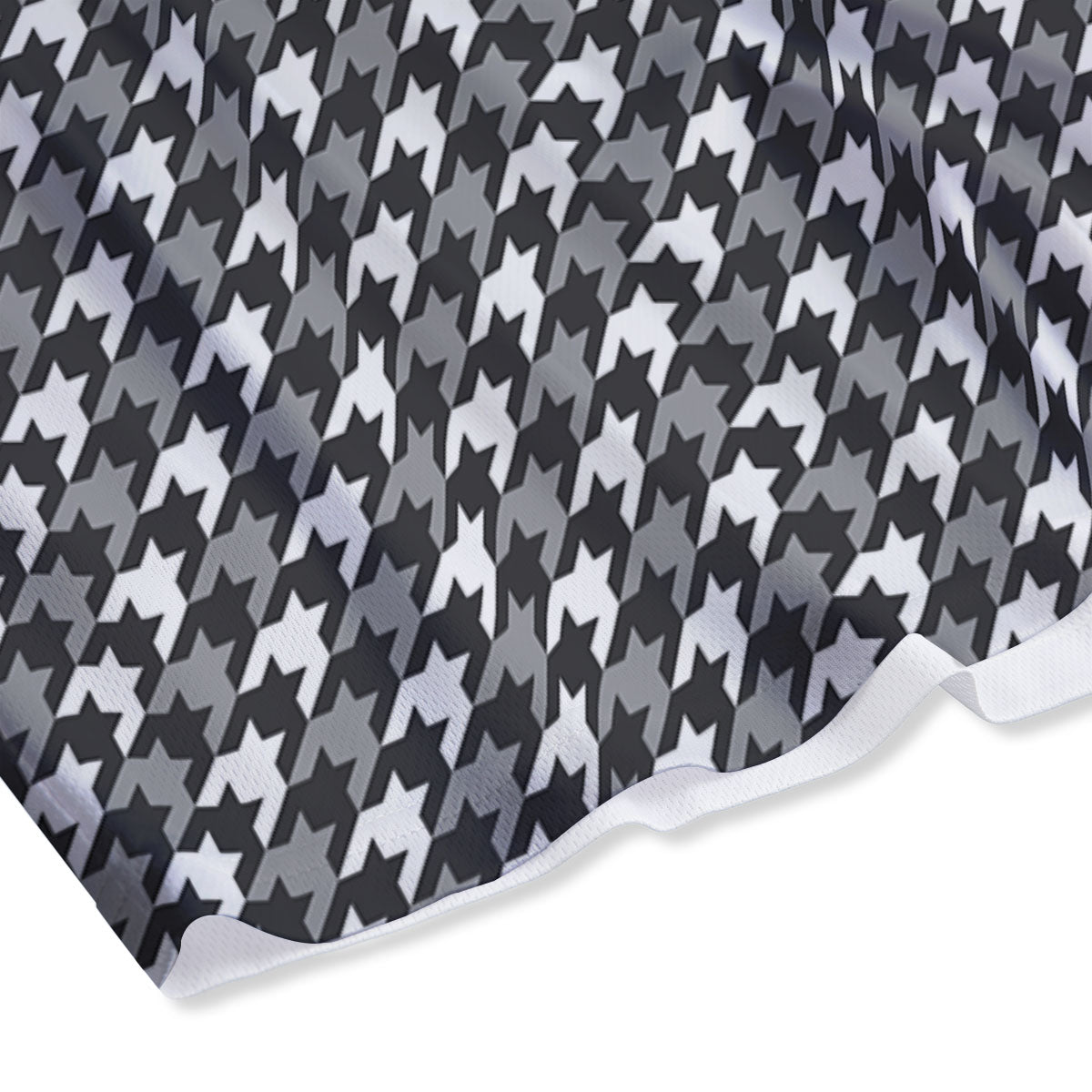 Houndstooth White And Grey Print Pattern Mesh Shorts