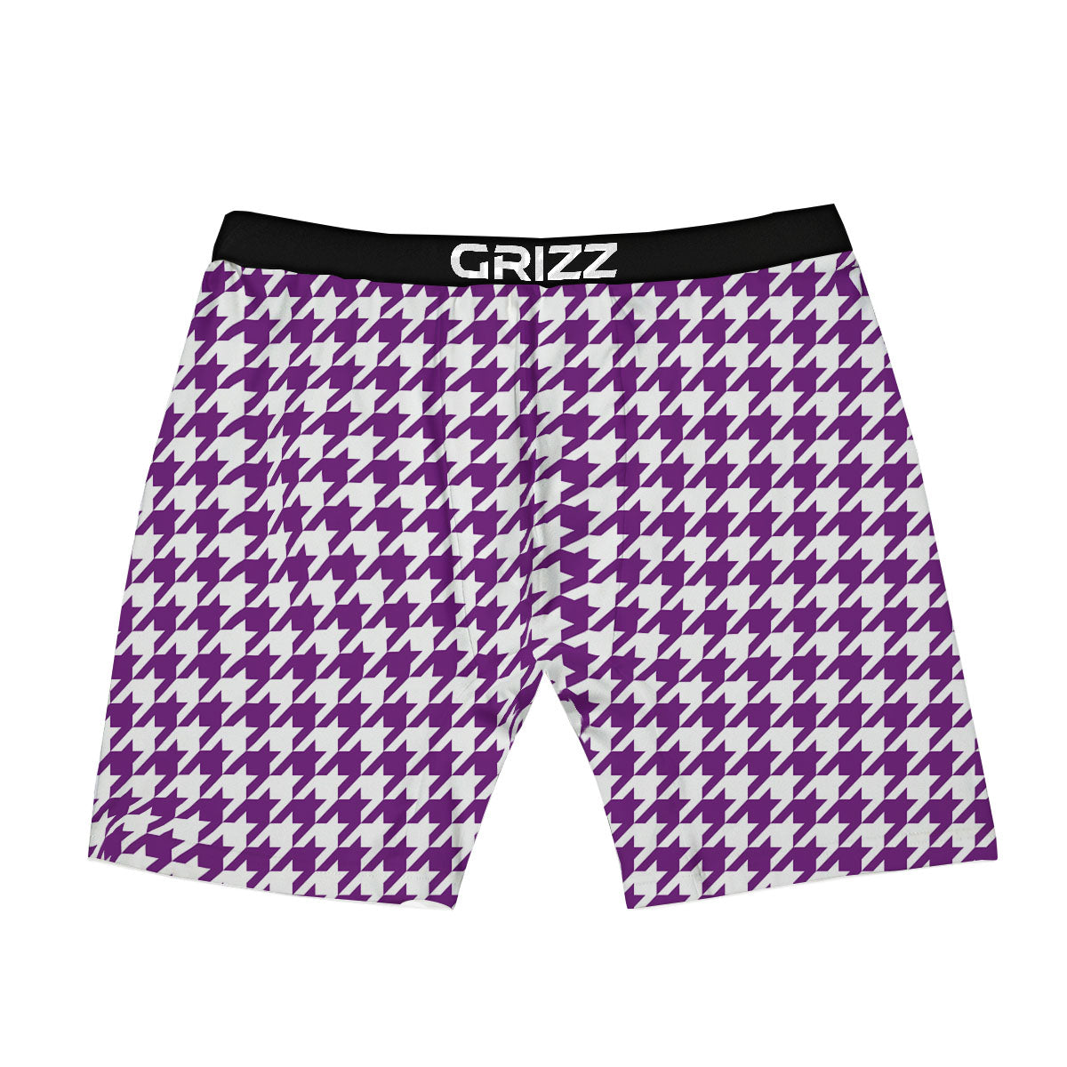 Houndstooth White And Purple Print Boxer Briefs-grizzshop