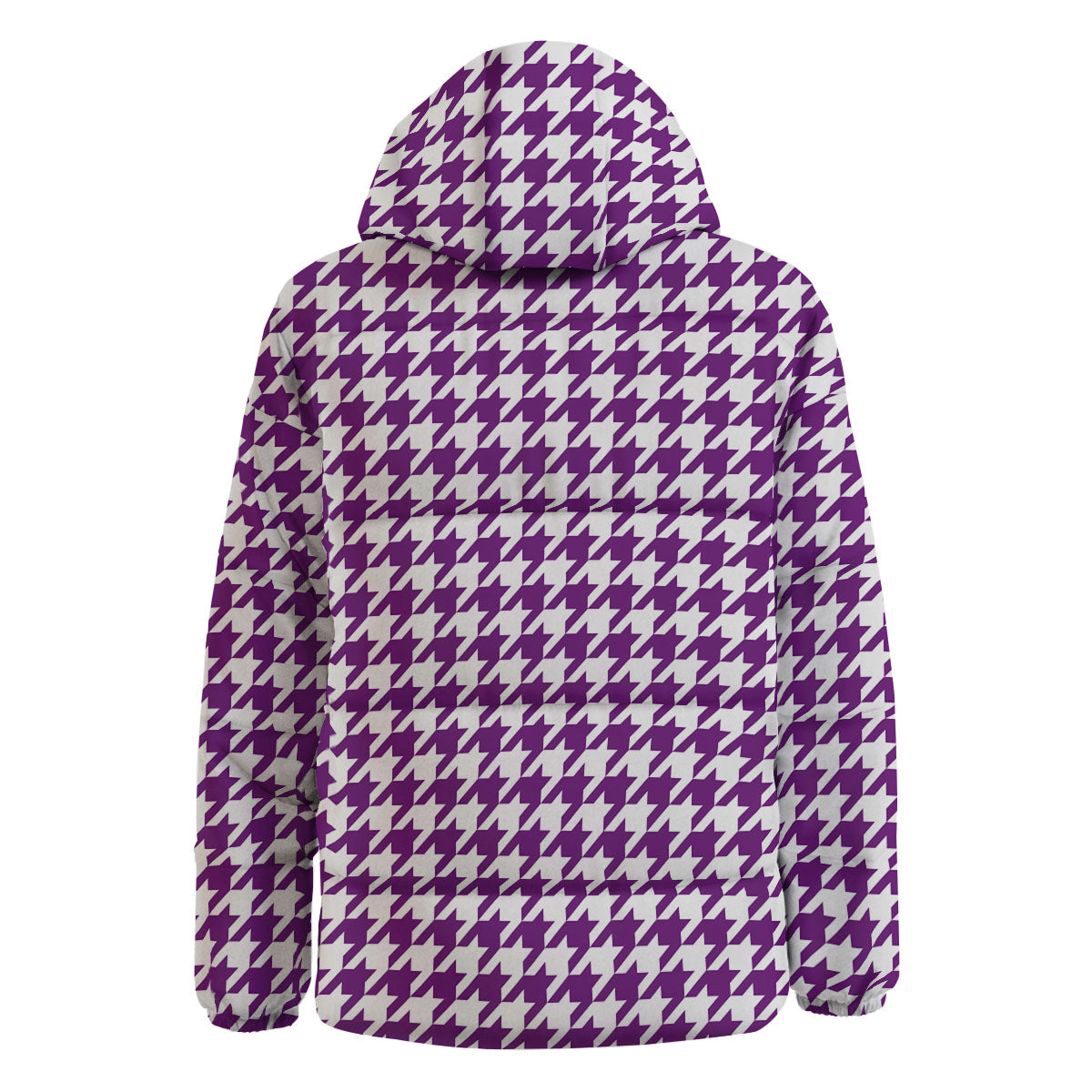 Houndstooth White And Purple Print Down Jacket-grizzshop