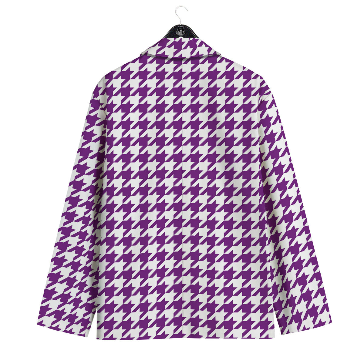 Houndstooth White And Purple Print Men's Sport Coat-grizzshop