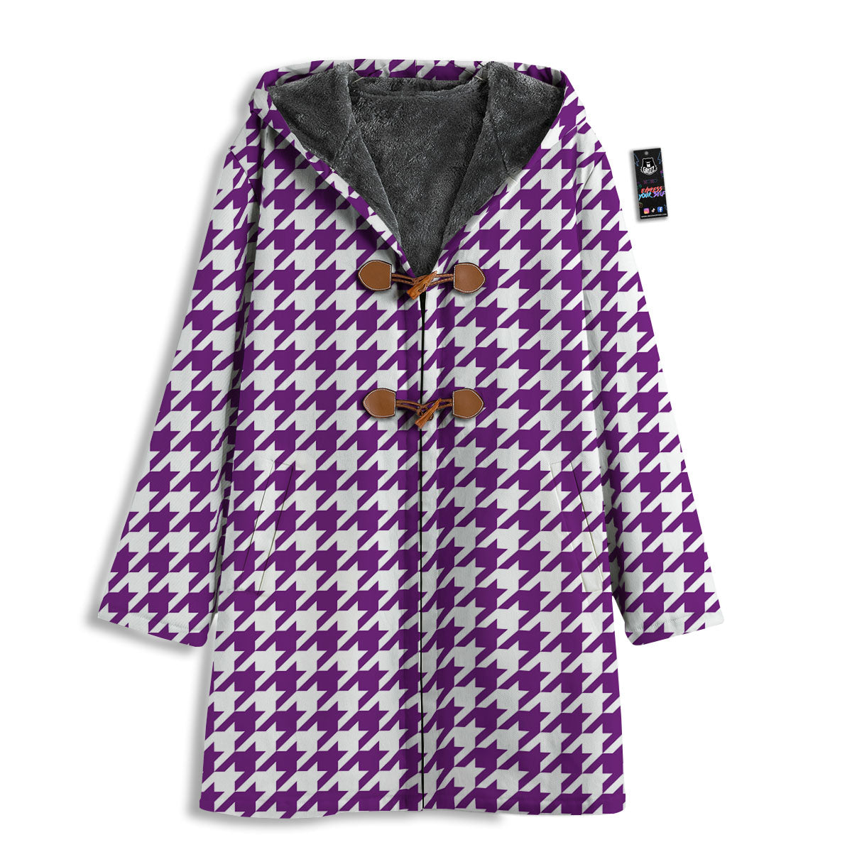 Houndstooth White And Purple Print Men's Windbreaker Jacket-grizzshop