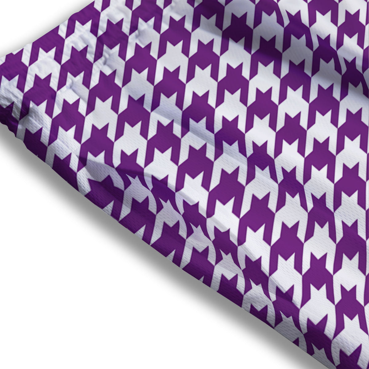 Houndstooth White And Purple Print Mesh Shorts