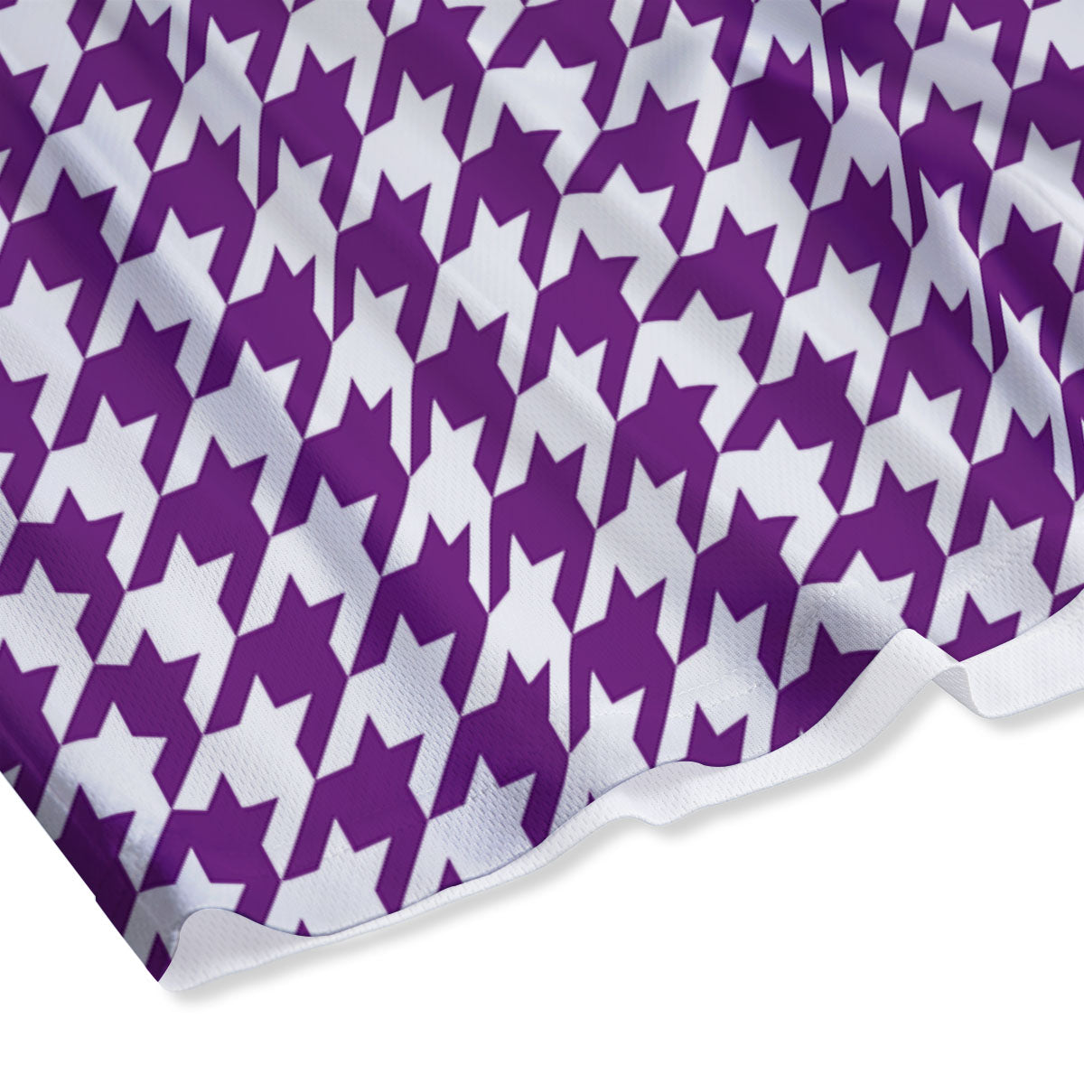 Houndstooth White And Purple Print Mesh Shorts