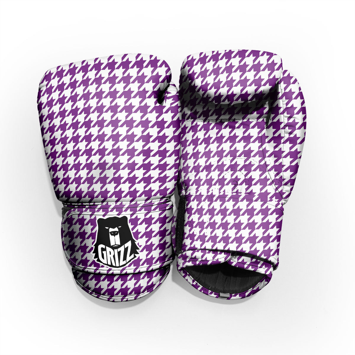 Houndstooth White And Purple Print Pro Boxing Glove