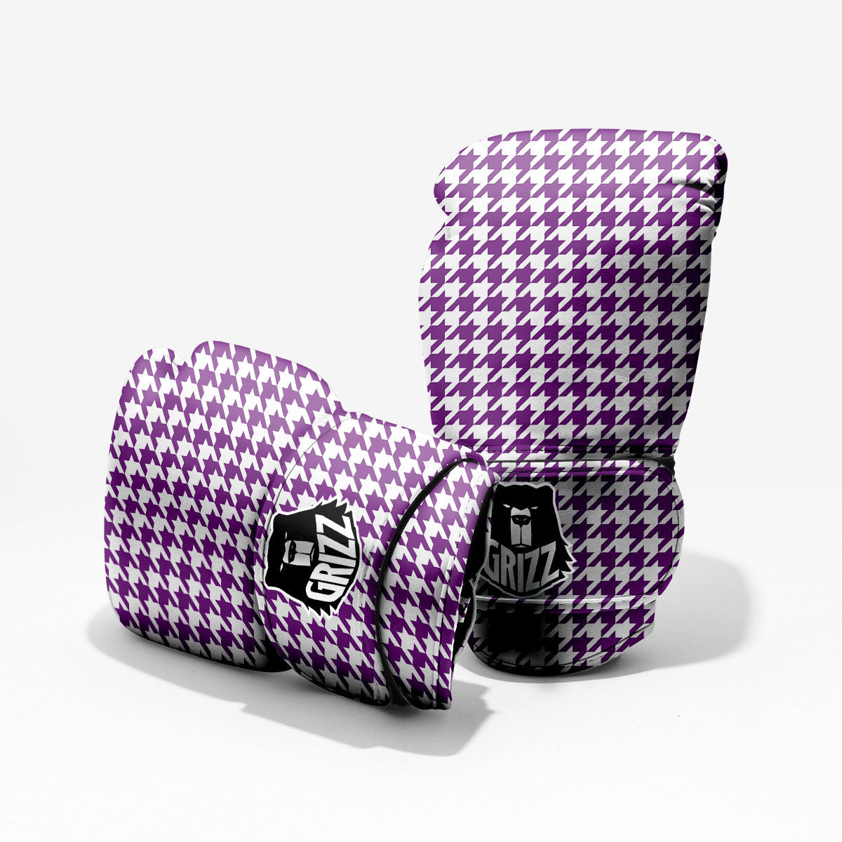 Houndstooth White And Purple Print Pro Boxing Glove
