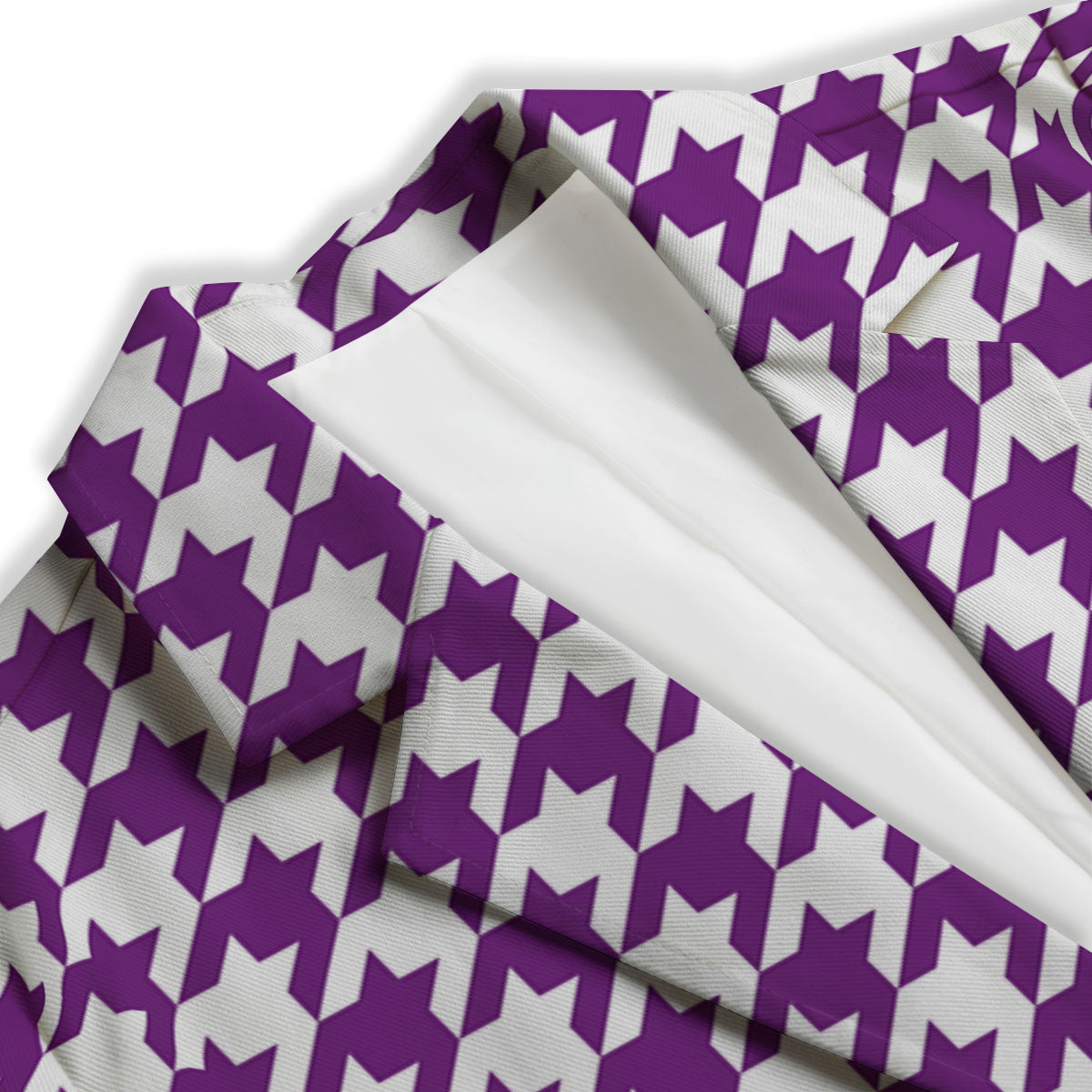 Houndstooth White And Purple Print Women's Blazer-grizzshop