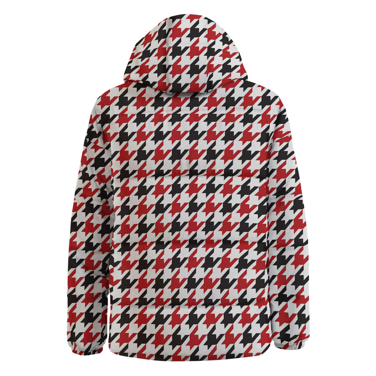 Houndstooth White And Red Print Pattern Down Jacket-grizzshop