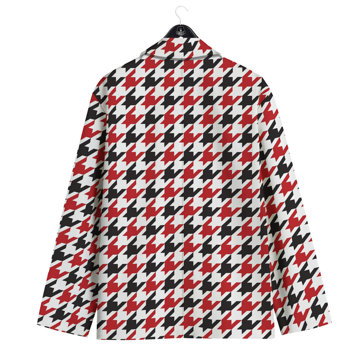 Houndstooth White And Red Print Pattern Men's Sport Coat-grizzshop
