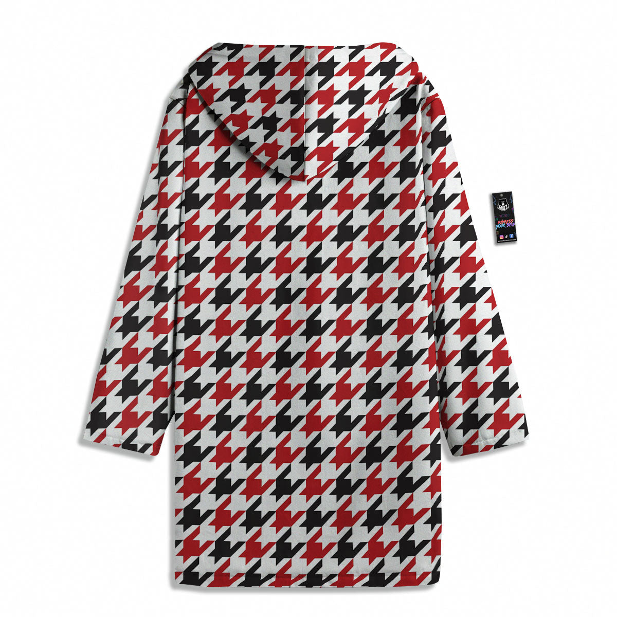 Houndstooth White And Red Print Pattern Men's Windbreaker Jacket-grizzshop