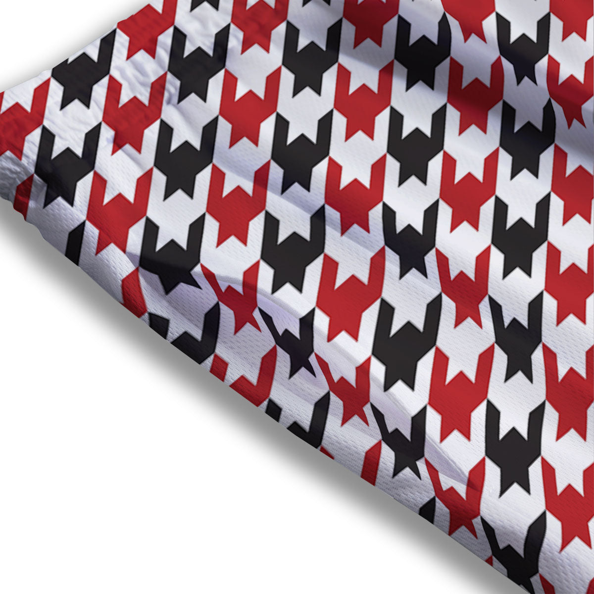 Houndstooth White And Red Print Pattern Mesh Shorts