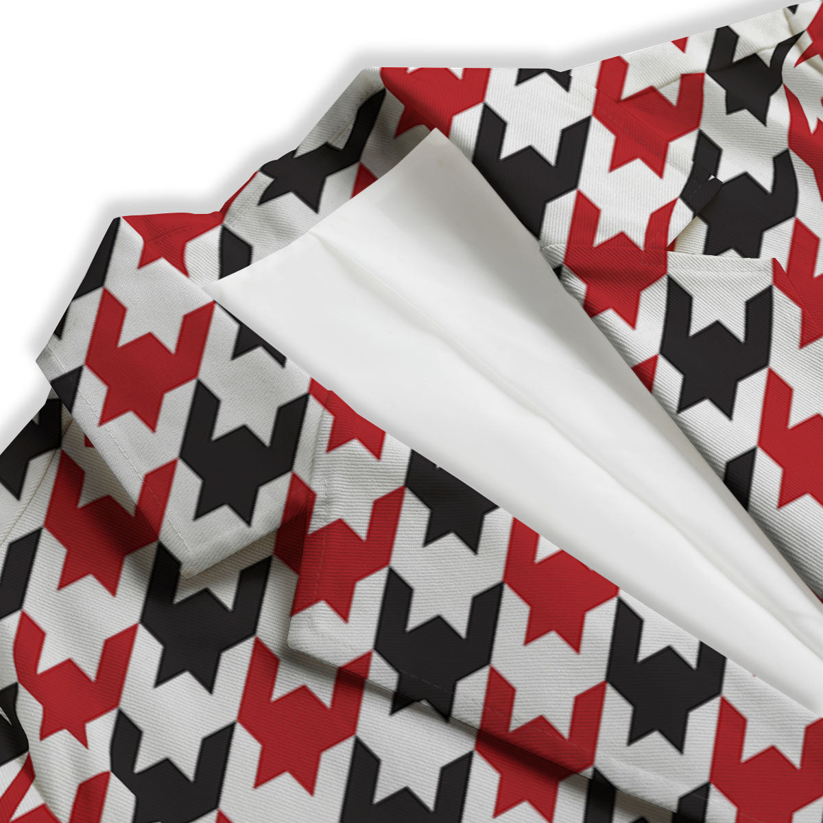 Houndstooth White And Red Print Pattern Women's Blazer-grizzshop