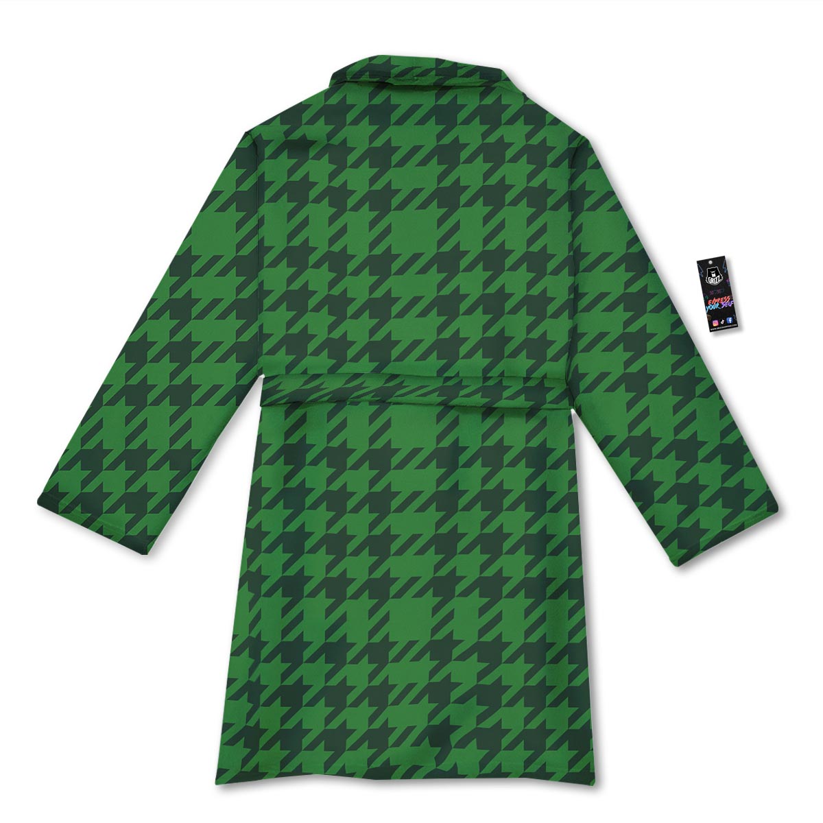 Houndstooth green Trippy Print Pattern Bathrobe-grizzshop
