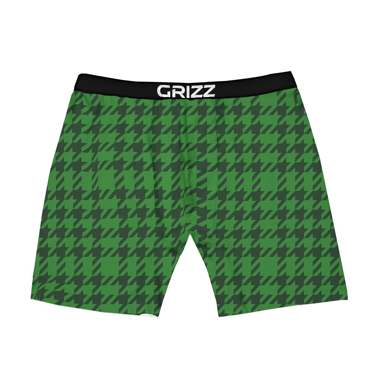 Houndstooth green Trippy Print Pattern Boxer Briefs-grizzshop