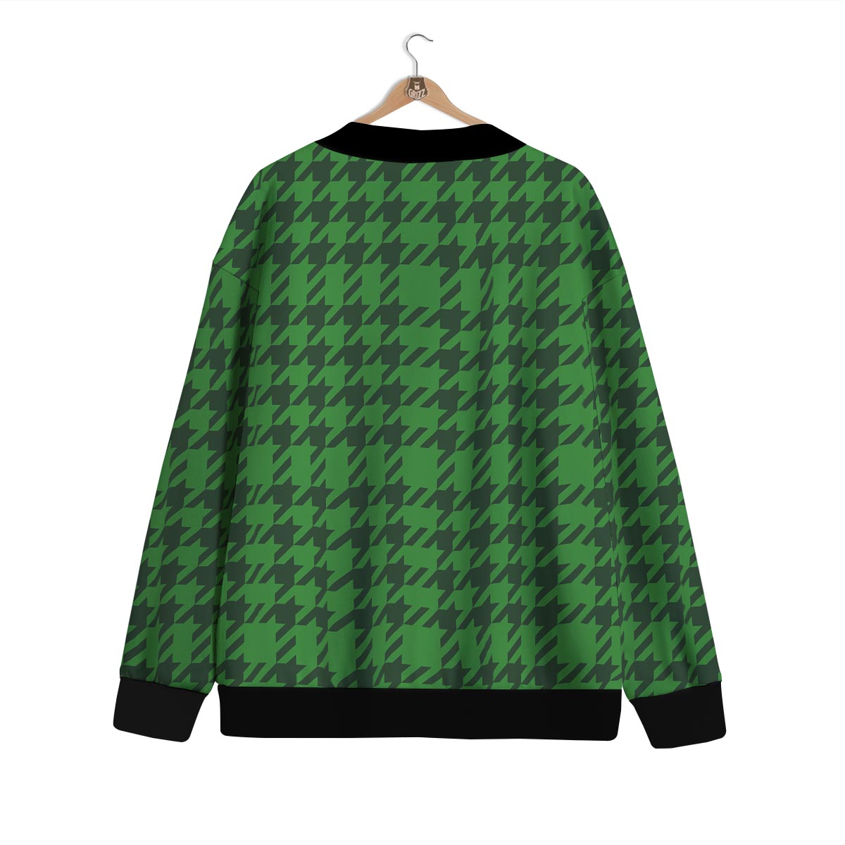 Houndstooth green Trippy Print Pattern Cardigan-grizzshop