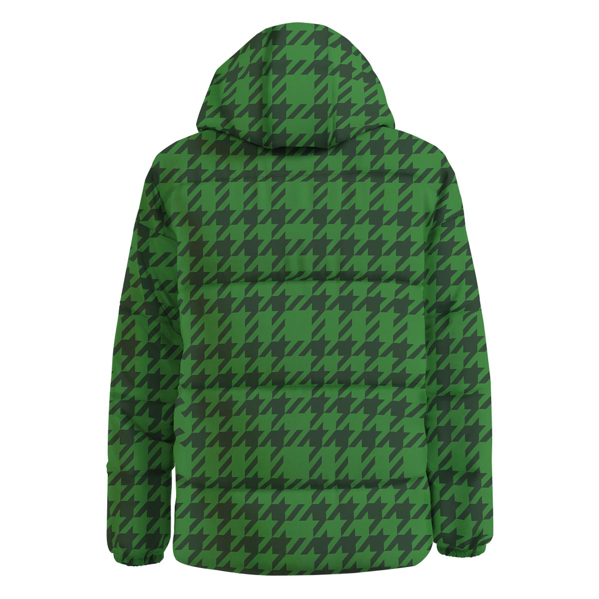 Houndstooth green Trippy Print Pattern Down Jacket-grizzshop