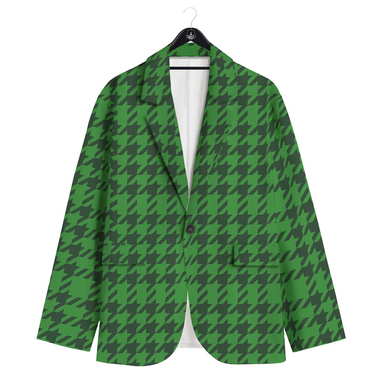 Houndstooth green Trippy Print Pattern Men's Sport Coat-grizzshop