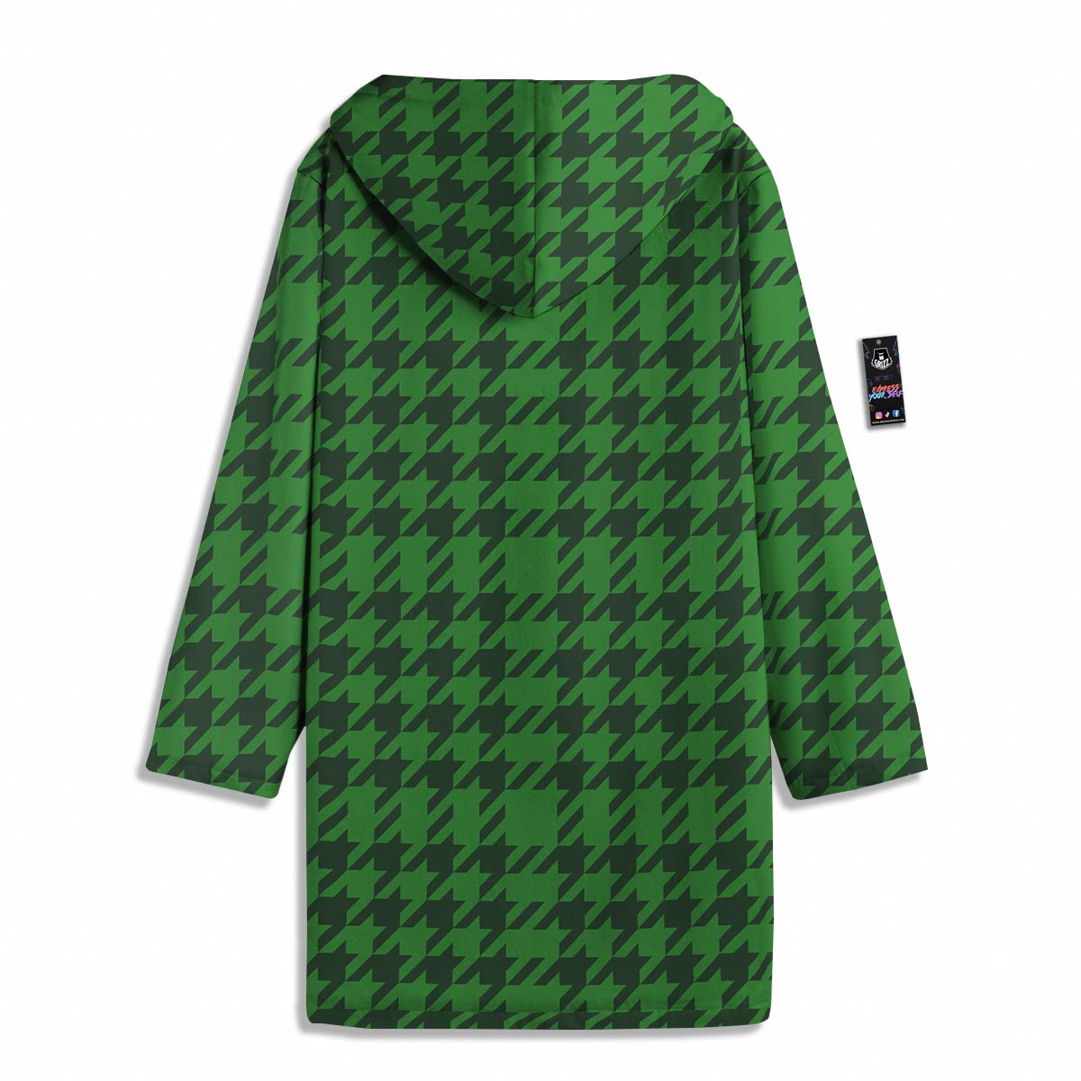Houndstooth green Trippy Print Pattern Men's Windbreaker Jacket-grizzshop