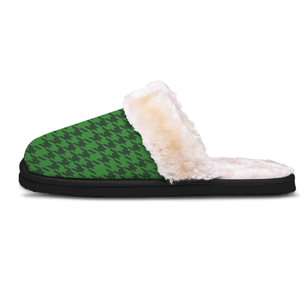 Houndstooth green Trippy Print Pattern Slippers-grizzshop