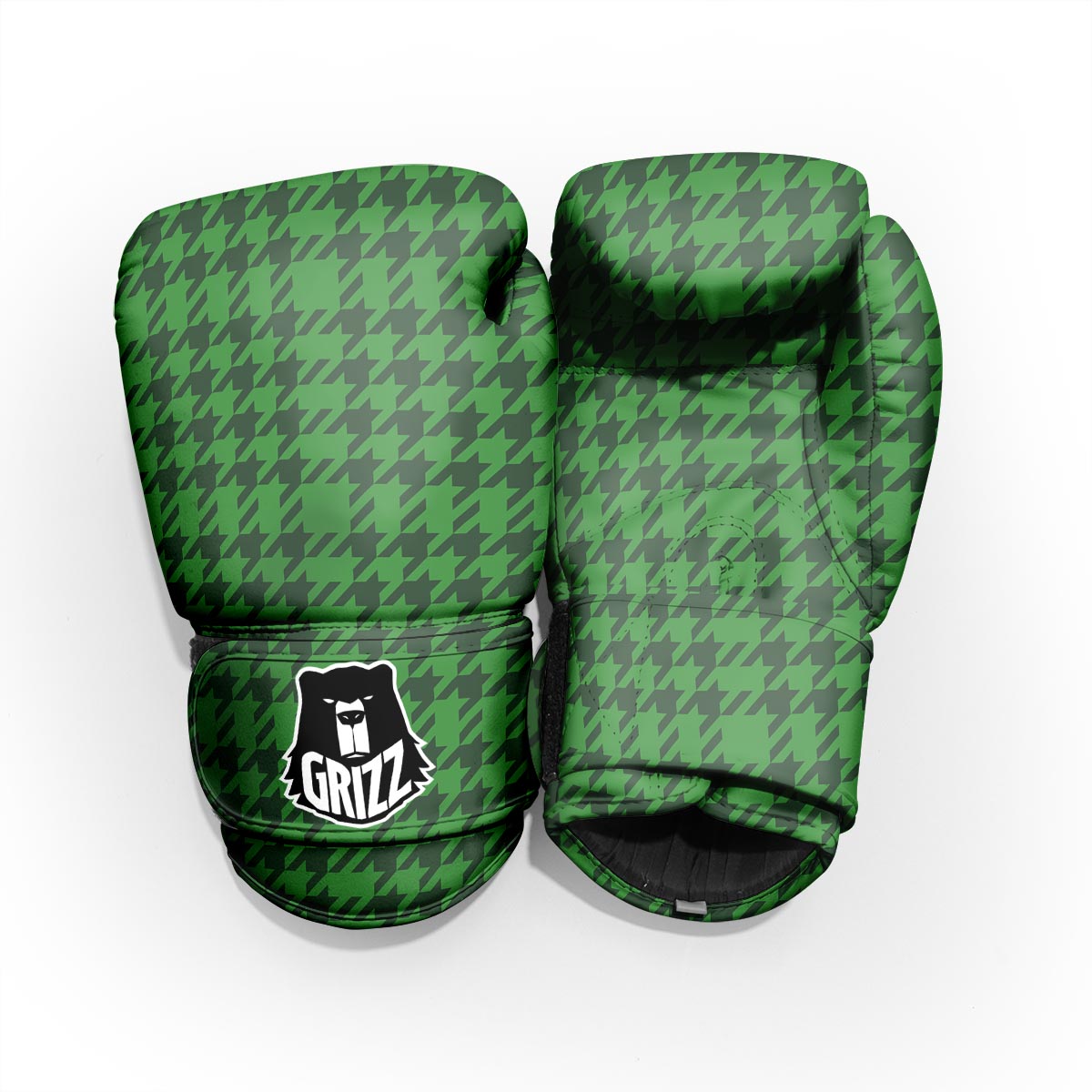 Houndstooth green Trippy Print Pattern Pro Boxing Glove