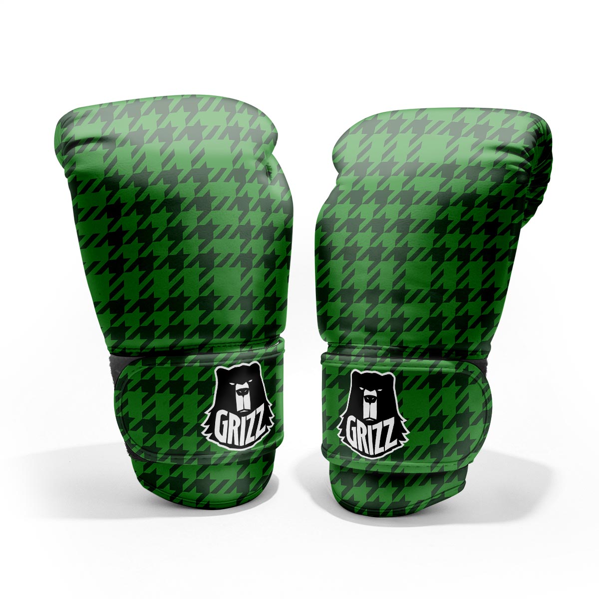 Houndstooth green Trippy Print Pattern Pro Boxing Glove