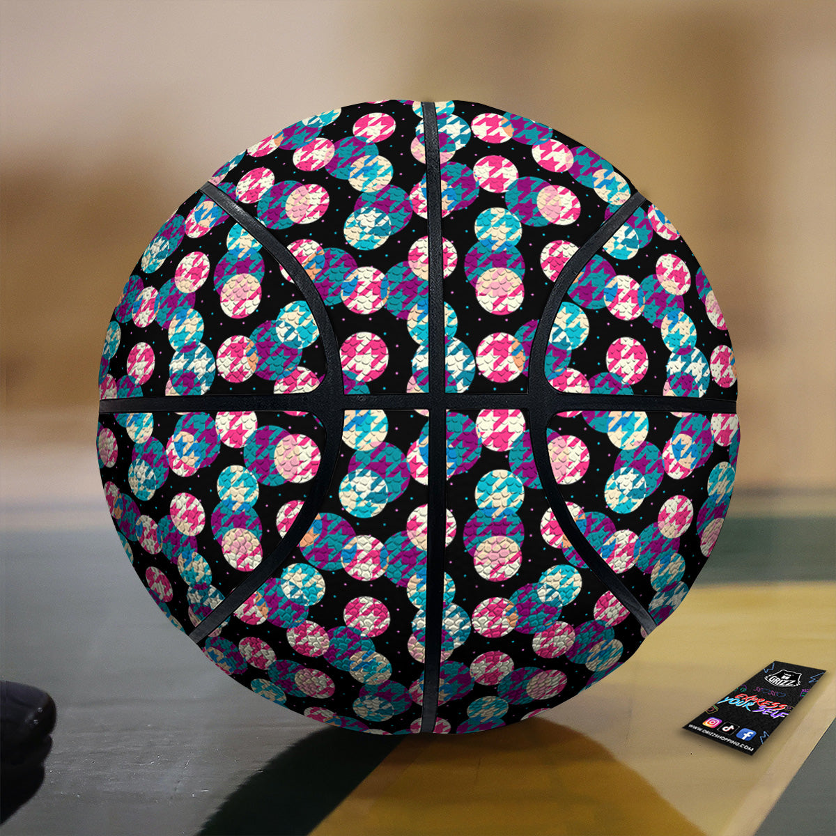 Houndstooth And Classic Polka Dot Print Pattern Basketball