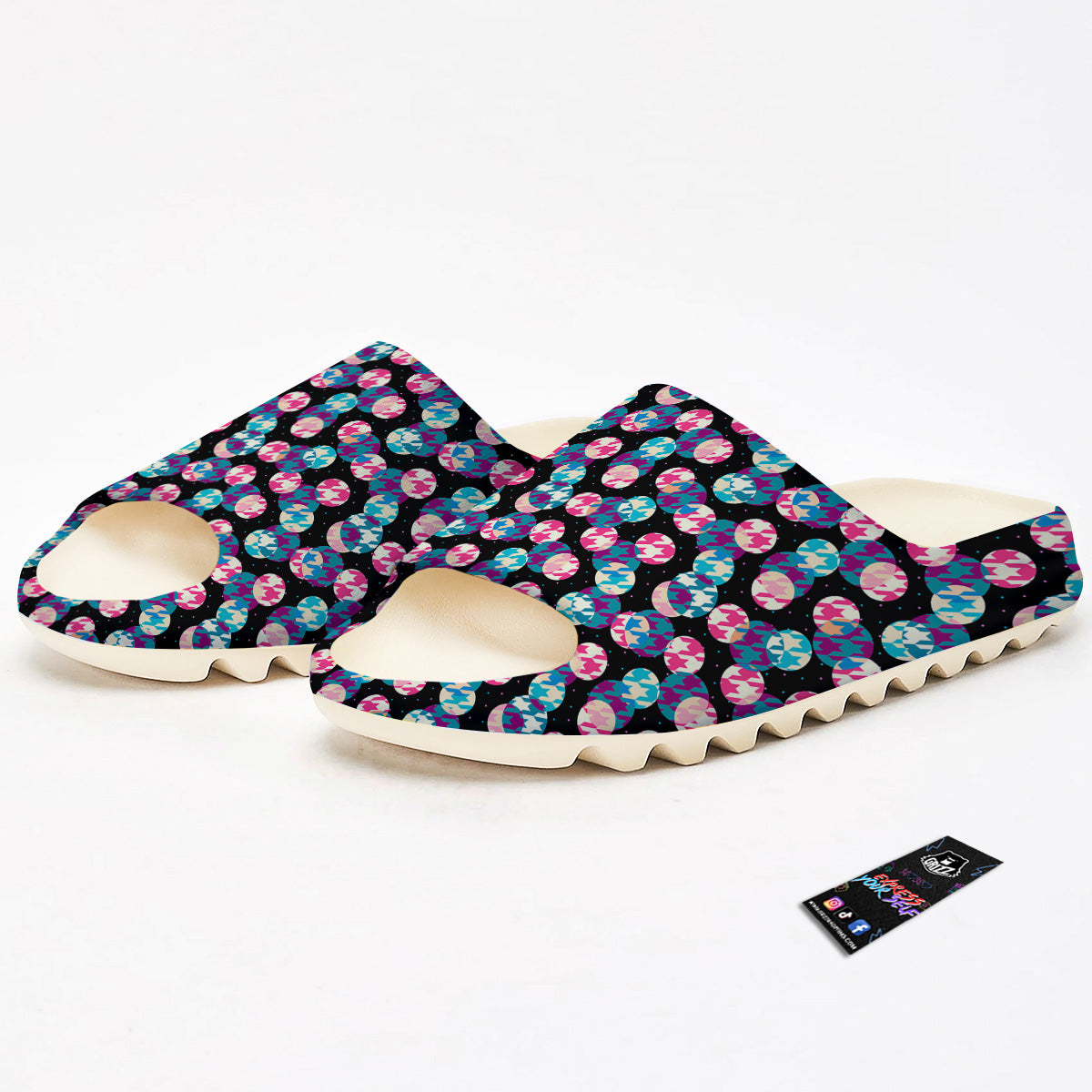 Houndstooth And Classic Polka Dot Print Pattern Sandals-grizzshop