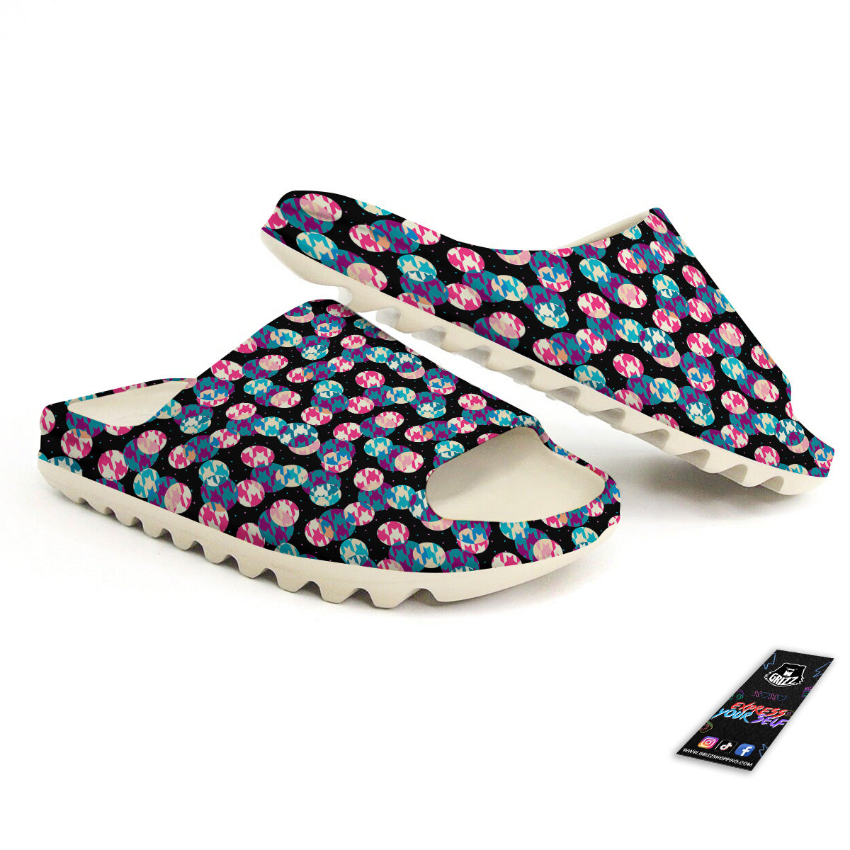 Houndstooth And Classic Polka Dot Print Pattern Sandals-grizzshop